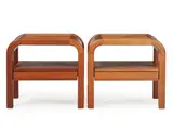 Villy Nørgaard, A pair of solid mahogany bedside tables, front with drawers