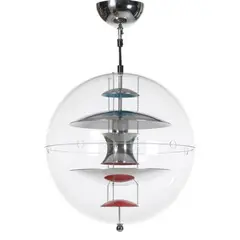 Verner Panton, VP-Globe 40, 2000, Pendant with acrylic shades, inside with red and blue lacquered aluminium shades