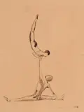 Harald Hansen, Acrobats, 1918. Signed Harald Hansen 1918. Ink on paper, 1918, Ink on paper
