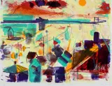 Torbjørn Olsen, A View from the Faroe Islands, 2004. Signed Torbjørn Olsen 04, 37/60. Lithograph, 2004, lithograph
