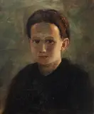 Sigurd Swane, Girl's portrait, Oil on canvas laid on panel
