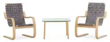 Alvar Aalto, Pair of easy chairs and coffee table in birch