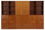 Mogens Koch, Wall shelving in solid mahogany, comprising two bookcases and four cabinets