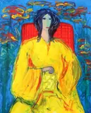 Svend Bie Christensen, A woman in a yellow jacket, Oil on masonite