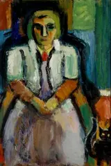 Valdemar Petersen, Portrait of a lady with a black cat, Oil on cardboard mounted on masonite