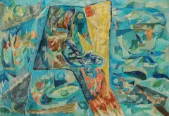 Freddie Dybris, Dragevejr”, 1963. Signed, titled and dated on the reverse, 1963, Oil on canvas