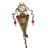 Torben Hardenberg, Patinated metal flower stand, decorated with lion head and glass beads, sculpture