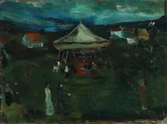 Erik Hoppe, Landscape with carousel, 1946. Signed and dated on the reverse, 1946, Oil on canvas