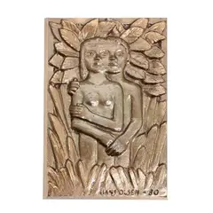 Hans Olsen, ''Ungdom''. Signed Hans Olsen - 80, 302/1500. A patinated bronze relief, 1980, A patinated bronze relief