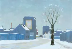 Folmer Bendtsen, Winter scene from Alexandravej, Oil on canvas
