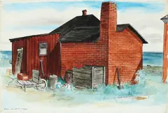 Ib Andersen, Scene from Venø, 1936. Signed IB Andersen, 1936, Ink and watercolour on paper