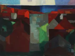Axel Munch, Scenery from Gudhjem, Bornholm, Oil on canvas