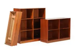 Mogens Koch, One 1/1 and one 2/3 solid mahogany bookcase and five plinths