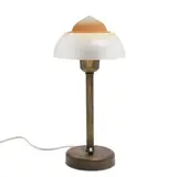 Untitled by An art deco brass table lamp with orange, frosted glass shades. Manufactured by Fog & Mørup. H. 37 cm., sold Sep 2026