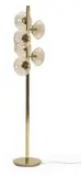 Scandinavian design, Standing lamp in brass with six smoke-coloured glass shades