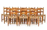 Hans Dau, 12 chairs with oak frame, suspended in seat with woven sea grass