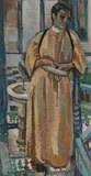 Christian Caillard, Interior with a woman, Oil on canvas
