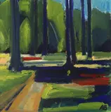Axel Bentzen, Forest landscape, Oil on panel