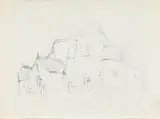 Oluf Høst, Østerlars church, Pen and oil stick on paper