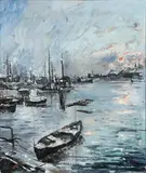 Lis Bjergsted, Dock, Sydhavnen, Oil on canvas
