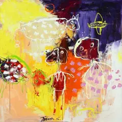 Finn Sørensen, Eventyr for begyndere”, 2008. Signed on the reverse, 2008, Acrylic on canvas
