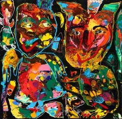 Bjørn Bjørnholt, Daggryets engel der dansede tango med den forkølede markmus, Acrylic on canvas