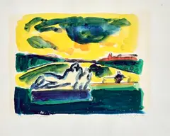 Hans Voigt Steffensen, Ved Peblinge Sø. Signed H. Voigt Steffensen, Watercolour on paper