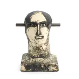 Niels Helledie, Pax, Stoneware bust with a patinated and massive bronze stick