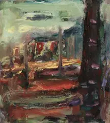 Huset i skoven” (The House in the Forest) by Håvard Vikhagen, Oil on canvas, sold Sep 2026