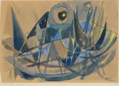 Else Alfelt, Composition, Watercolour and pastel on paper