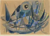 Else Alfelt, Composition, Watercolour and pastel on paper