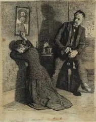 Jens Ferdinand Willumsen, Study for the eching  “Ægteskab” (Marriage), Indian ink on paper