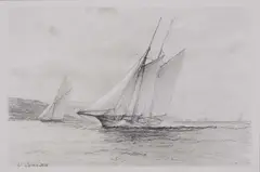 John Steven Dews, Medora/ Adela In The Solent, Pencil unframed