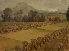 Jacob Kramer, Landscape With Haystacks, Portrait Study Verso, Oil on canvas