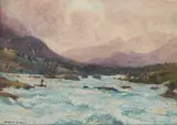 Alfred Heaton Cooper, Fishing On The River, Watercolour