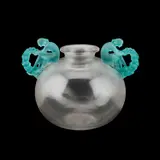 René Lalique (French, 1860-1945), A 'Bouchardon' Glass Vase, Designed 1926 by René Lalique, glass, the applied press moulded figures green stained, moulded R, sold May 2024