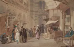 Frederick Goodall, The Copper Market, Cairo, 1863, Watercolour