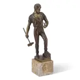 Ernst Beck, , A Bronze Figure Of A Blacksmith, marble base