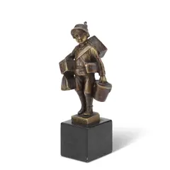 Ernst Beck, , A Bronze Figure, 'Auf Reisen', marble base