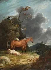 George Arnald, Horses And A Cow In A Stormy Landscape, 1808, Oil on canvas