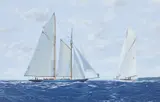 James Miller, Mariette And Tuiga Racing On The Solent, Westward Cup 2010, Oil on canvas