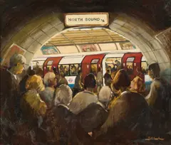 William 'bill' Bell, The Dash For Home, London Underground, Oil on board