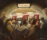 William 'bill' Bell, The Dash For Home, London Underground, Oil on board
