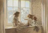 Geoffrey H. Robinson, Sitting Pretty, Dolls On The Windowsill, Watercolour