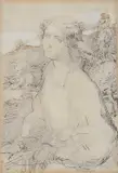 William Blake Richmond, Study For A Portrait Of A Lady, Pen, ink and pencil