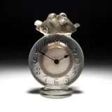 René Lalique (French, 1860-1945), An 'Antoinette' Clock, Designed 1931 by René Lalique, glass, stencilled R, sold Feb 2024