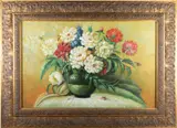 P. Kelland, Large Still Life Of Flowers In A Vase, Oil on canvas