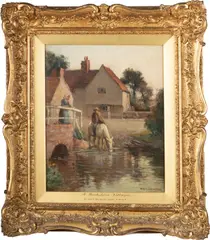 William Kay Blacklock, A Berkshire Village, Oil on canvas board
