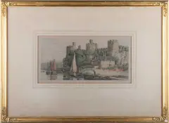 Henry G. Walker, A Pair Of Colour Etchings, Conway Castle And Landing Fish, Brixham, etchings sold