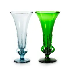 Kosta, Edvin Ollers For Kosta, Two Coloured Glass Vases With Lugs, Early 20Th Century, glass